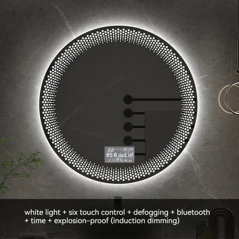 miroir rond à led avec rétroéclairage réglable et antibuée intelligent