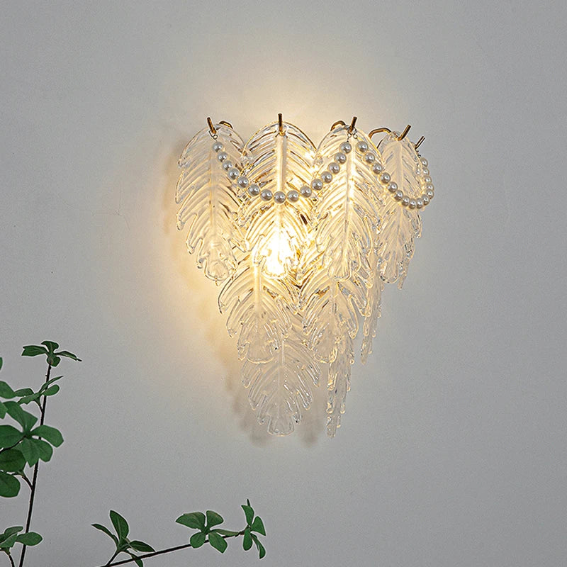 applique murale led en verre avec motifs nature luxe