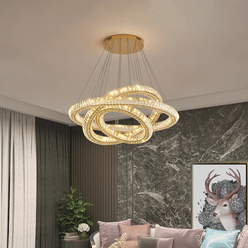 lustre en cristal moderne lumineux pour intérieur élégant