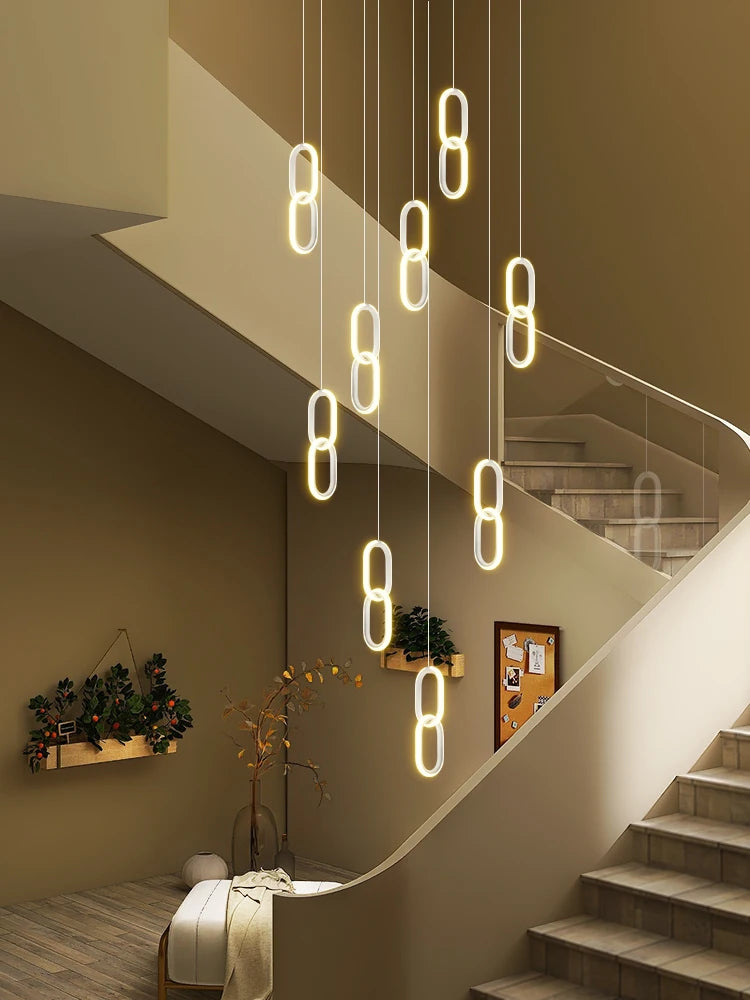 lustre long rotatif artistique moderne luxe pour villa