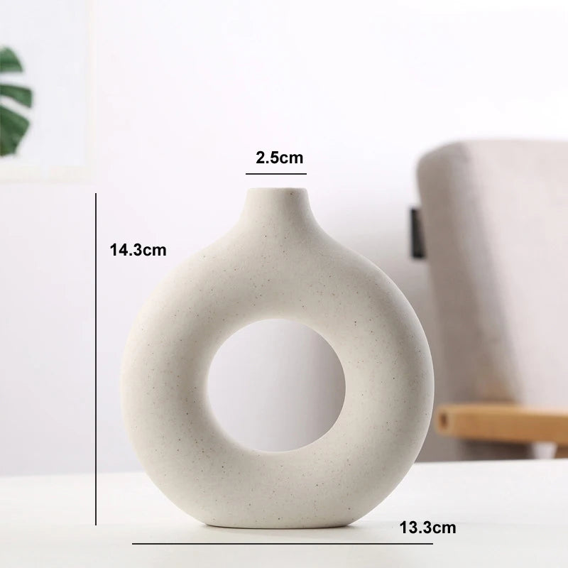 vase circulaire en céramique pour décoration intérieure et fleurs