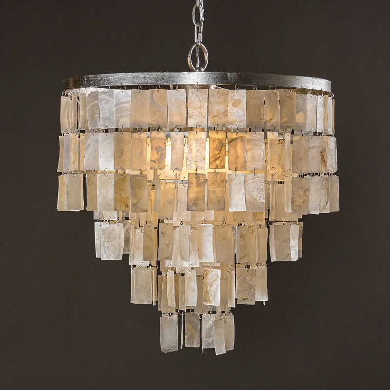 lustre rétro en coquillage pour décoration intérieure élégante