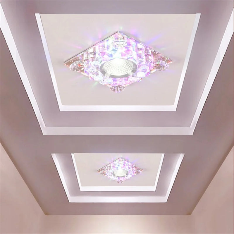 plafonnier led rgb carré en cristal pour décoration intérieure variée