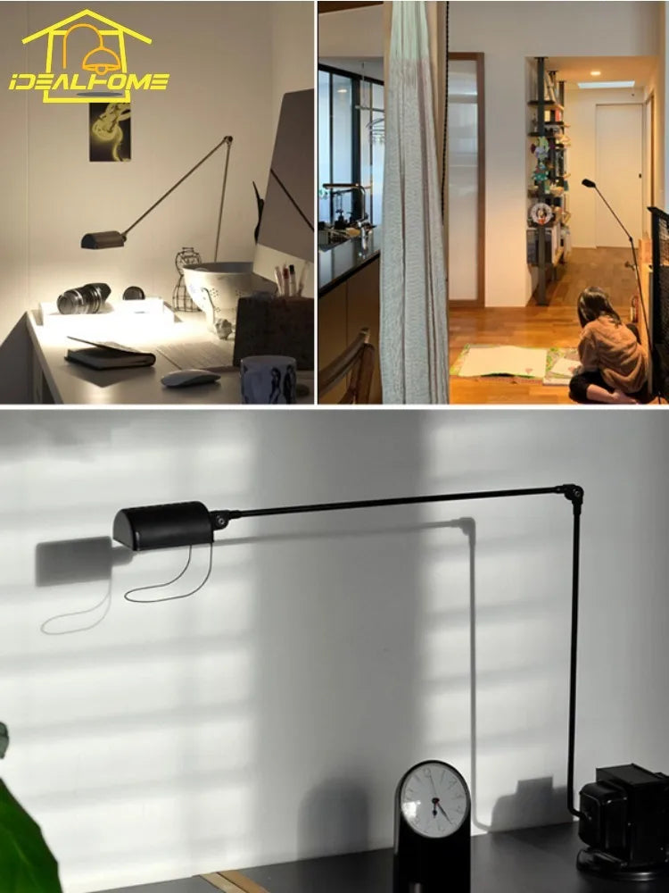 lampadaire à moteur à intensité variable design italien avec bras pivotant