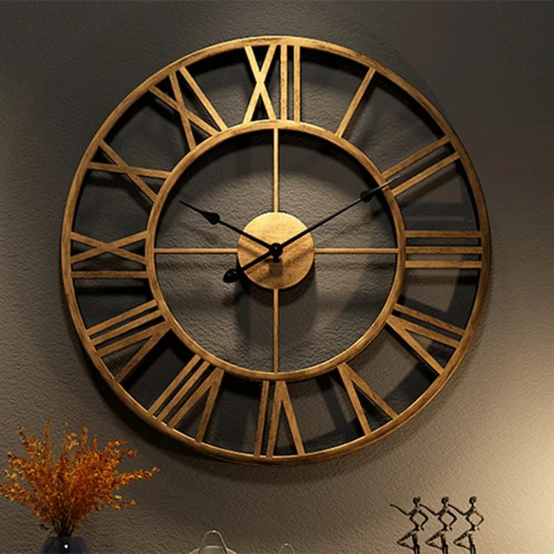 horloge murale décorative 3d moderne style rétro romain silencieuse en métal