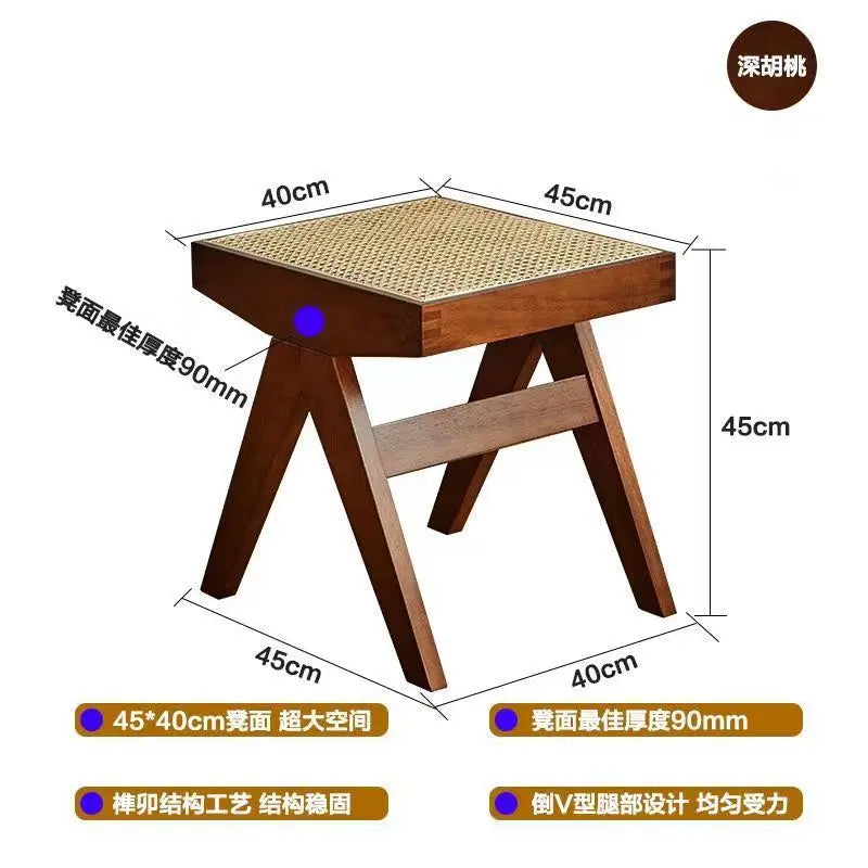 banc en rotin tressé style japonais ancien pour petit espace