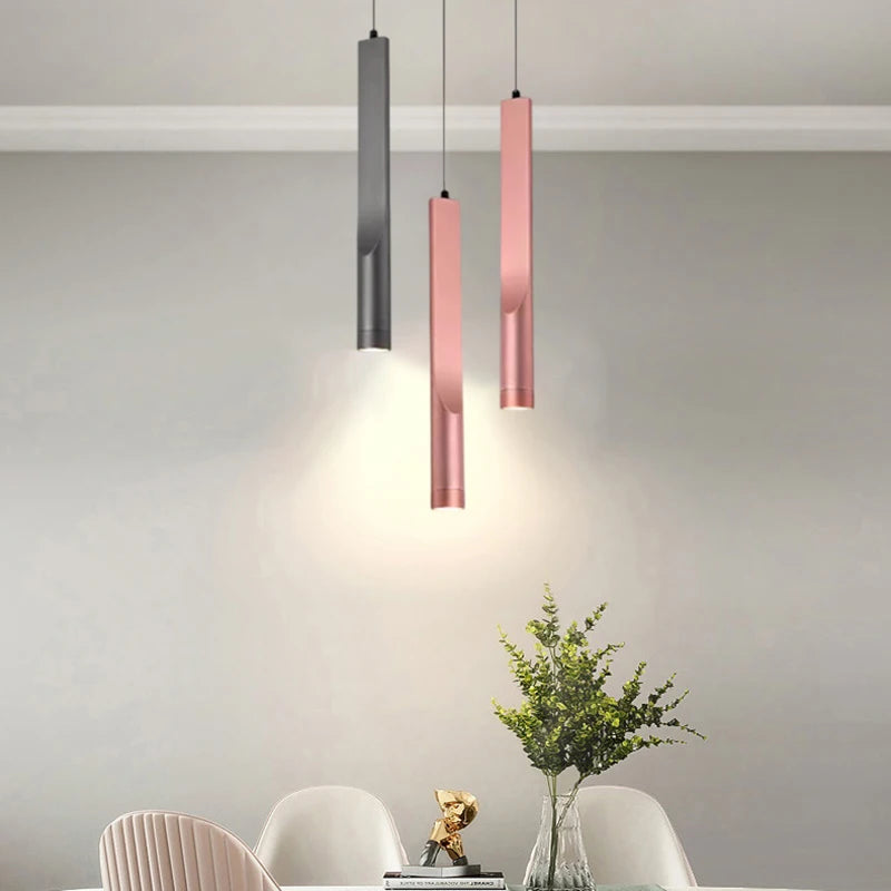 suspension aluminium noir or rose style minimaliste 3000K moderne