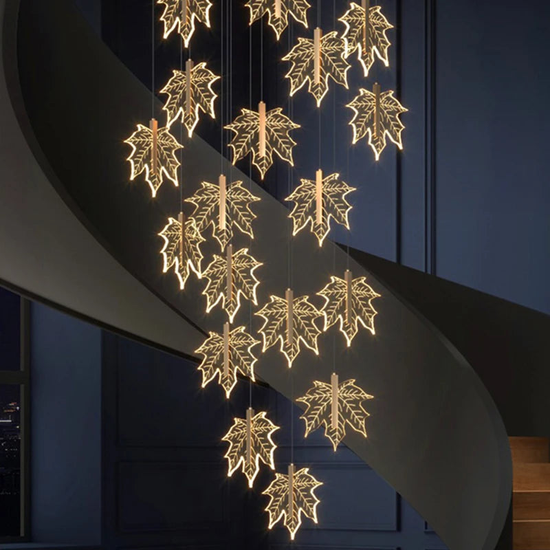 Modern Luxury Villa Maple Leaf Acrylic Chandelier Living Room, Hotel Lobby, Attic, Restaurant Light Luxury Decorative Chandelier