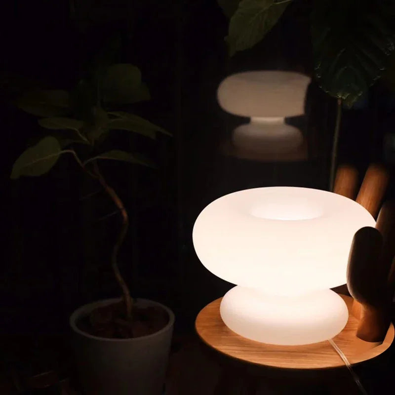 lampe de table moderne cercle laiteux à intensité réglable