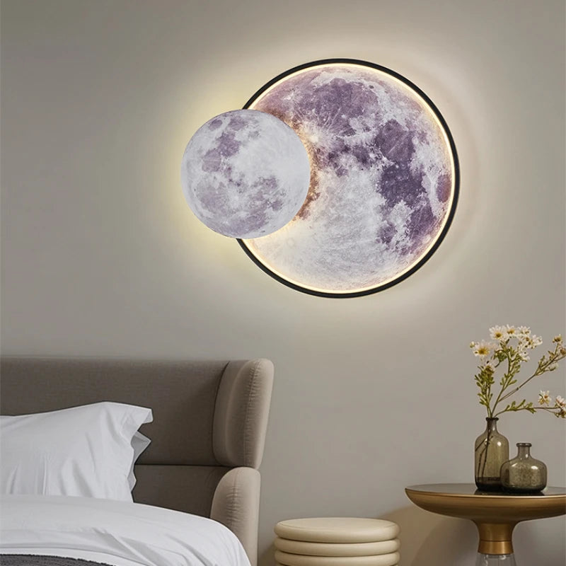 applique murale ronde lune moderne décorative pour intérieur et cadeau