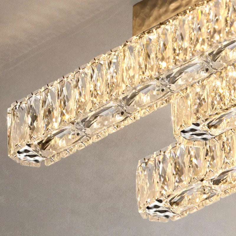 lustre led moderne en cristal avec intensité variable pour la maison