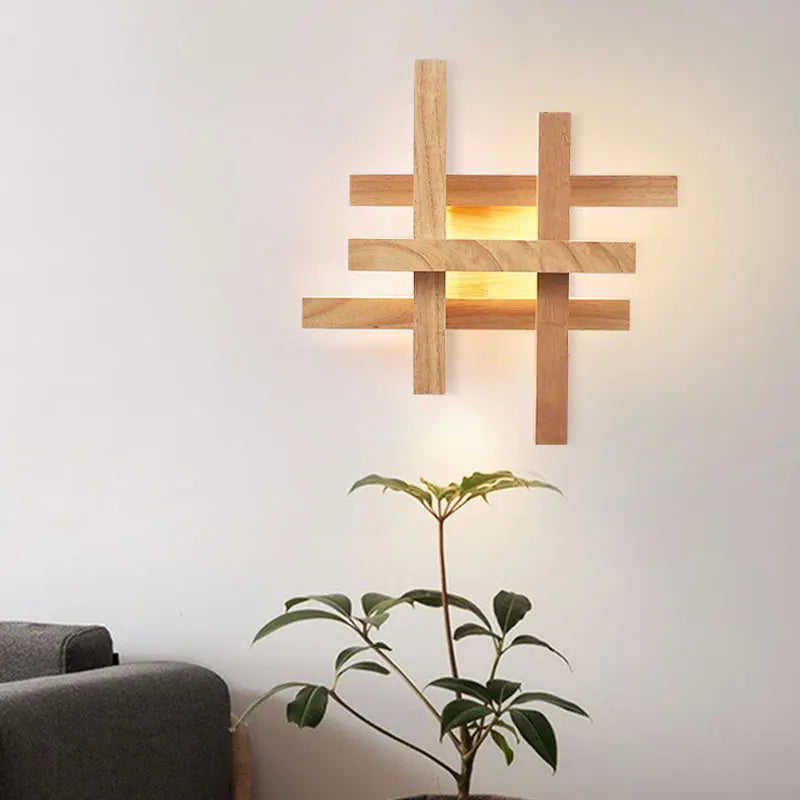 applique murale moderne en bois avec éclairage led artistique