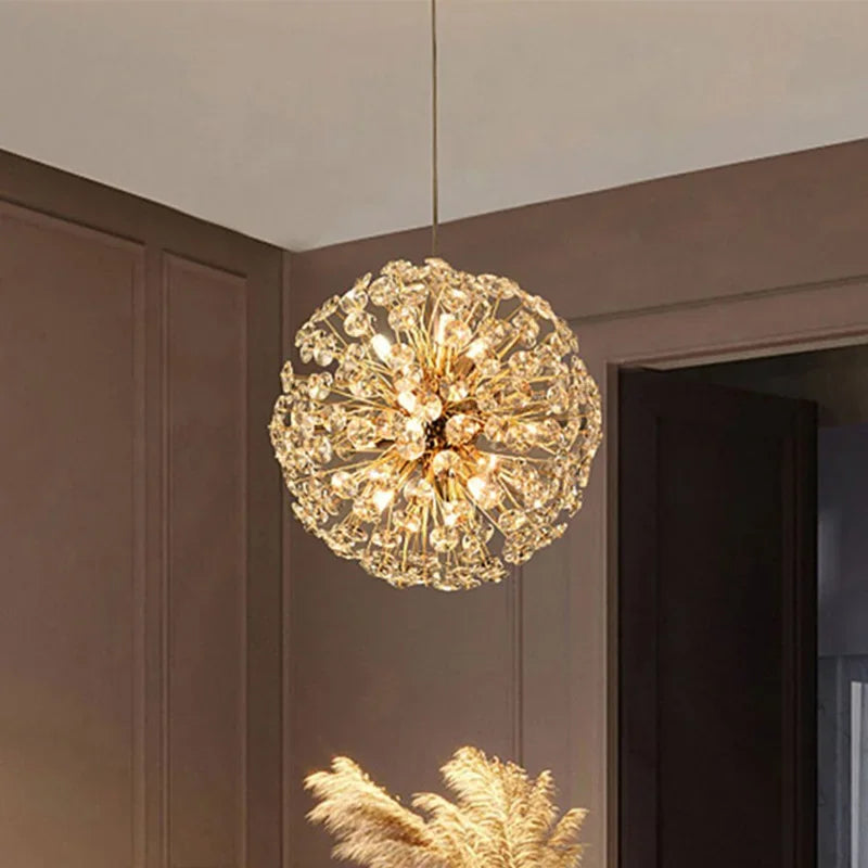 lustre led suspendu en cristal design moderne décoratif luxe 2024