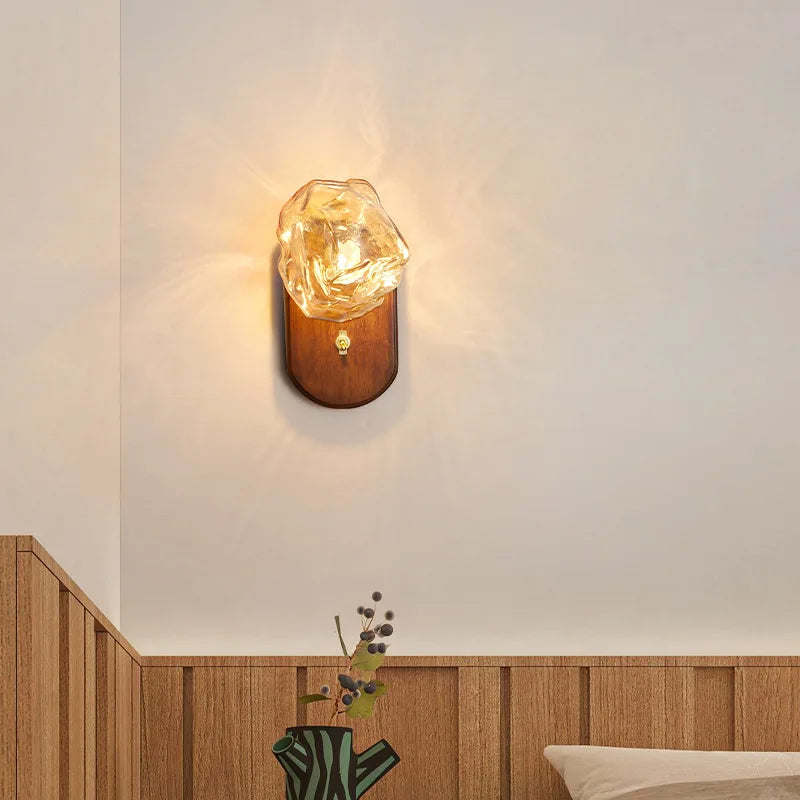 applique murale led style moderne avec interrupteur en bois