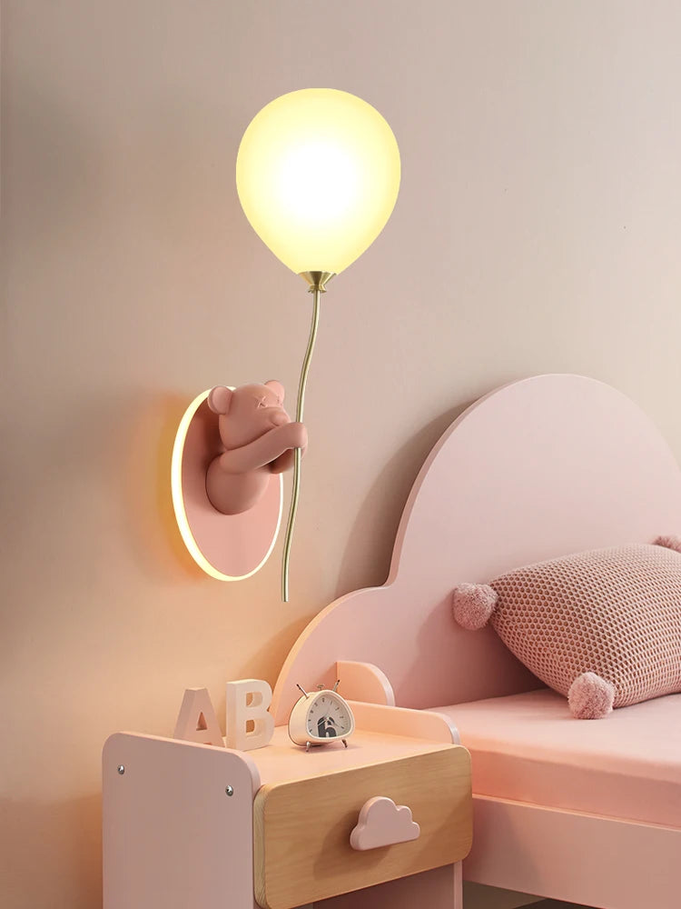 Creative and personalized cartoon children's room, bedroom, bedside wall lamp, artistic bear atmosphere wall light fixture