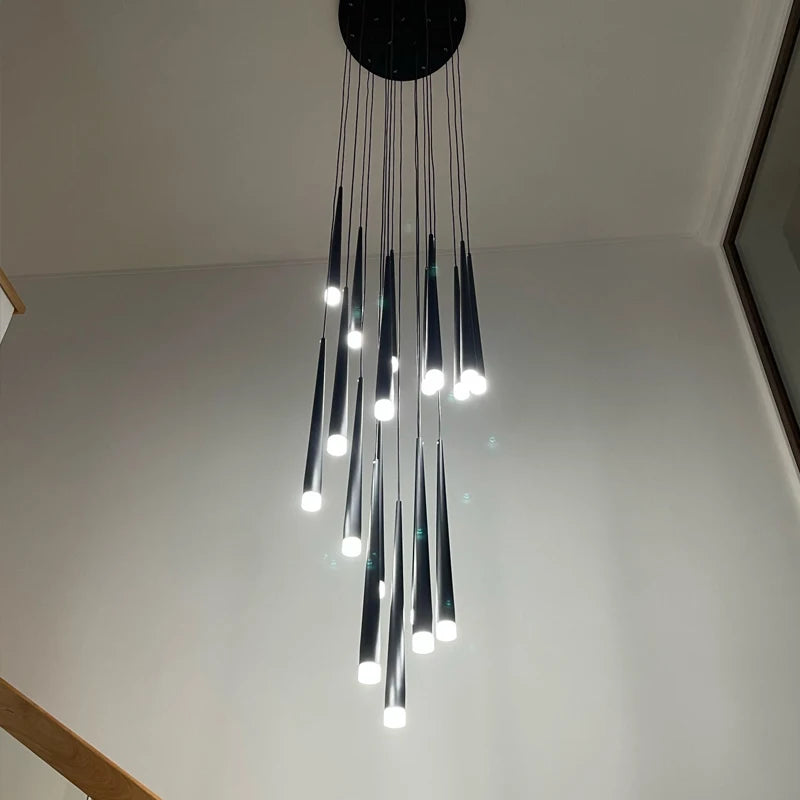 lustre moderne design tube noir pour décoration intérieure