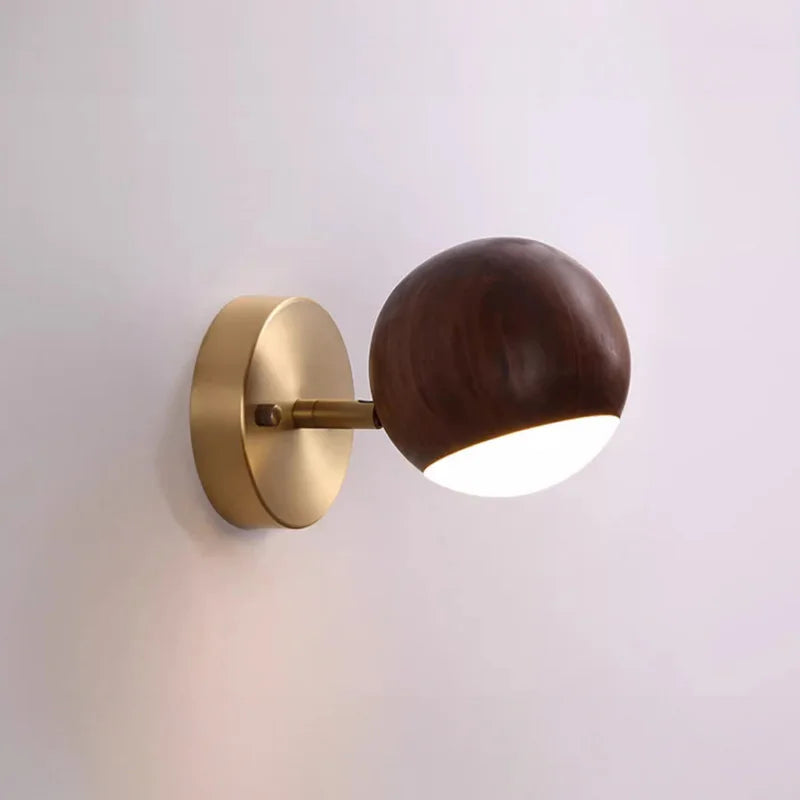 Walnut wood and Brass base, Modern Wabi-sabi, Indoor Sconces Wall Lighting for Corridor, Hallway, Foyer, living room, Bedroom