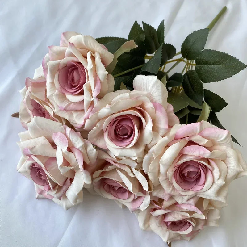 bouquet de roses artificielles en soie pour décoration intérieure