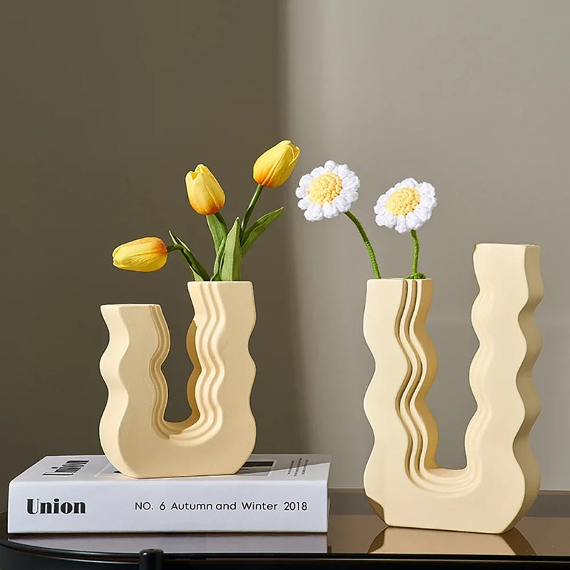 vase en céramique décoratif style morandi pour fleurs