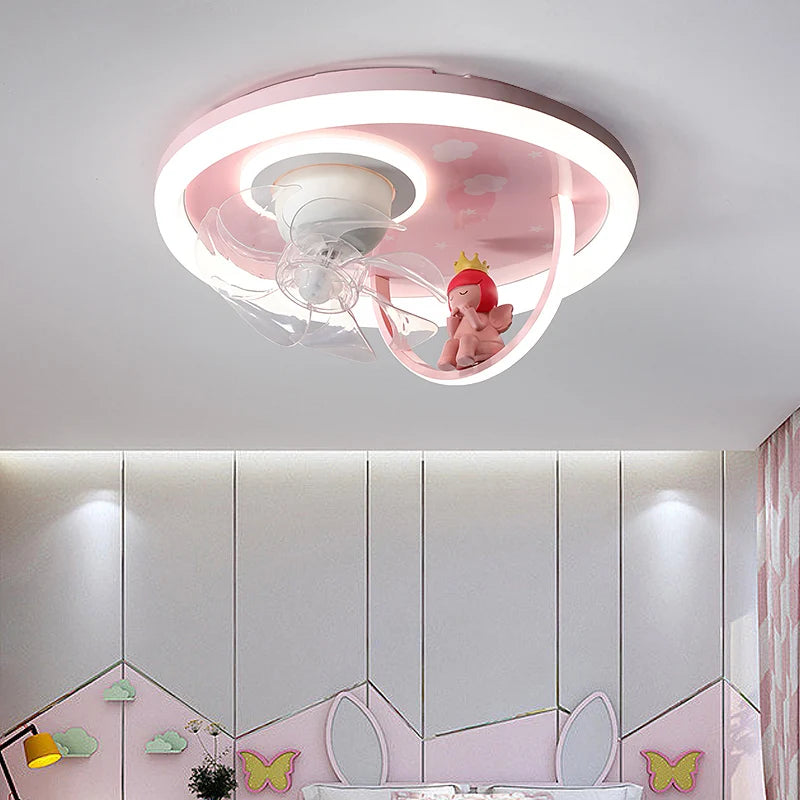 plafonnier créatif avec ventilateur et lumière LED pour enfants