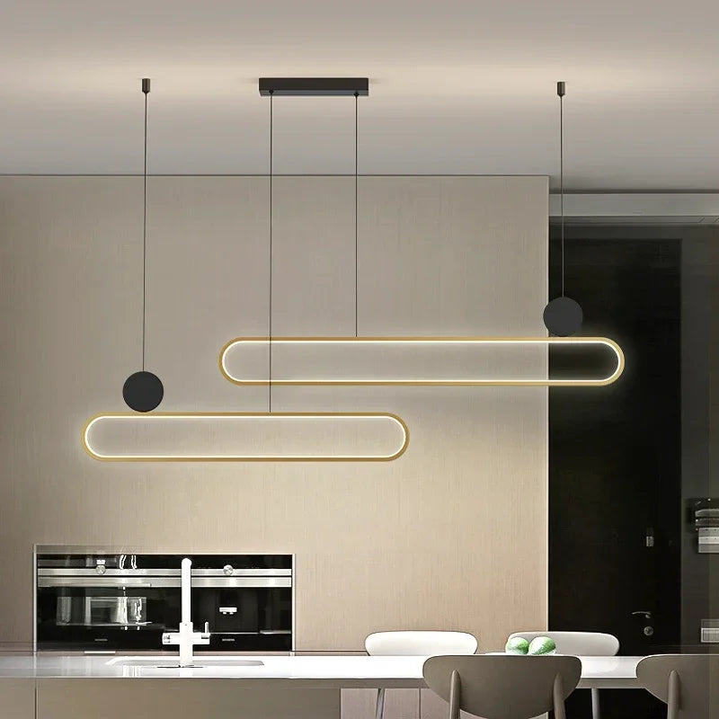 suspension led style nordique minimaliste double cercle pour intérieur