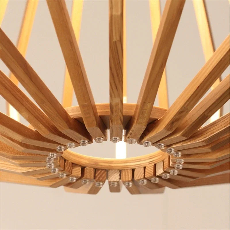 Simple Nordic solid wood chandelier warm bedroom lamp restaurant creative personalized wooden Chandelier