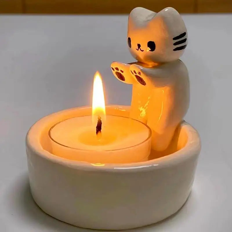 bougeoir chat mignon pour bougie aromathérapie décoratif cadeau anniversaire