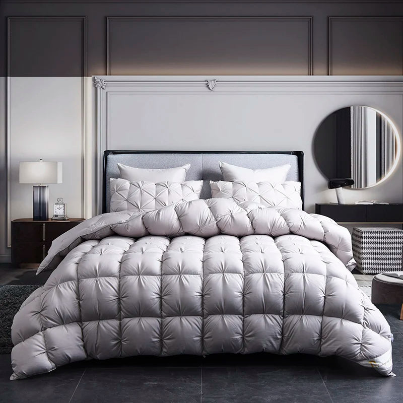 couette en duvet d'oie chaude pour l'hiver et lit confortable