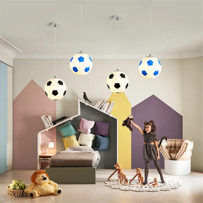 lustre enfant dessin animé football et basket décor lumineux