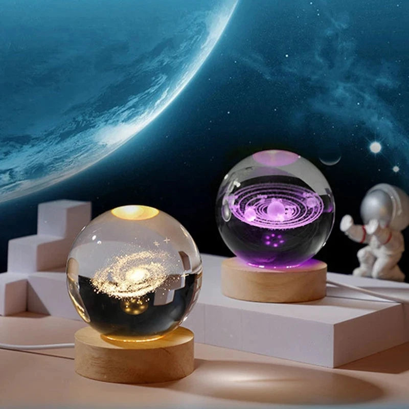 boule de cristal 3D système solaire gravé cadeau décoratif