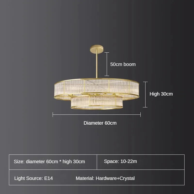 lustre en cristal rétro circulaire design pour décoration intérieure