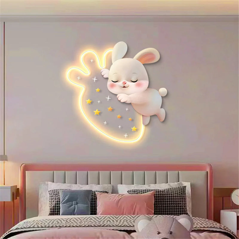 applique murale lapin aux fraises pour chambre d'enfant décorative