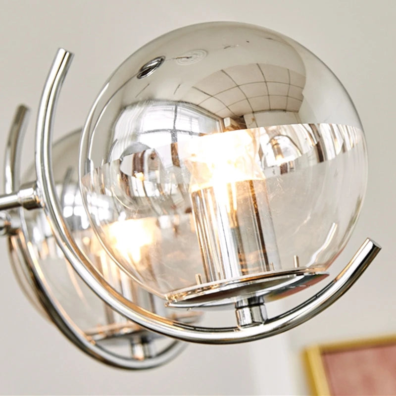 lustre design en verre chrome led pour décoration maison