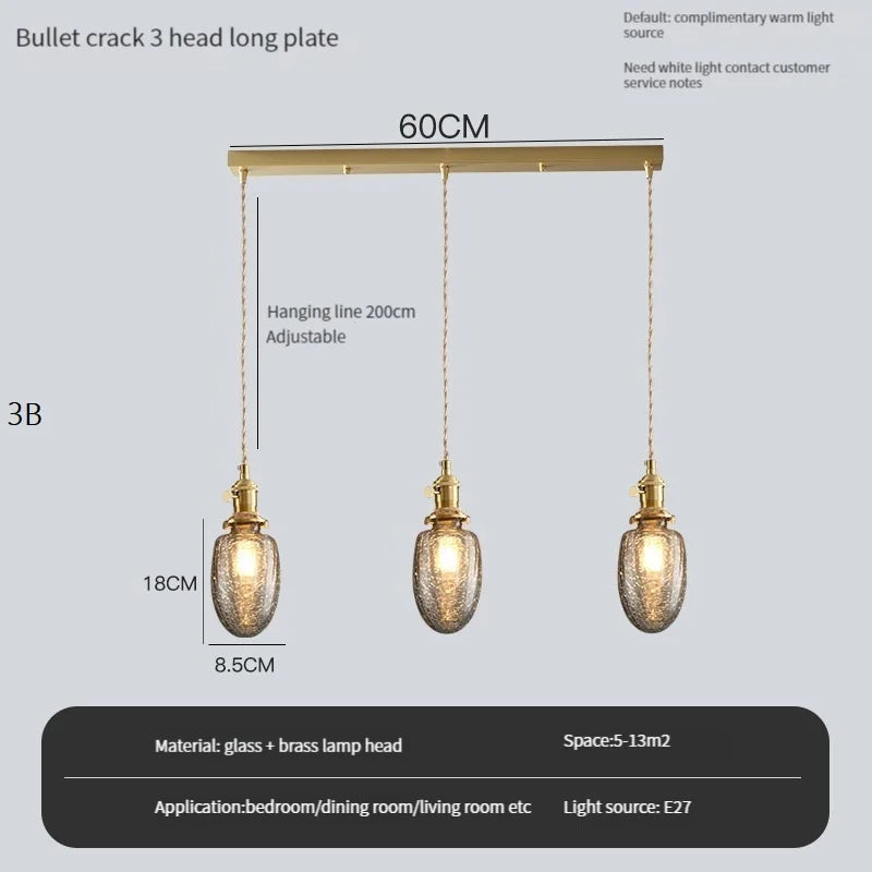 suspension vintage avec interrupteur et abat-jour en verre cristal