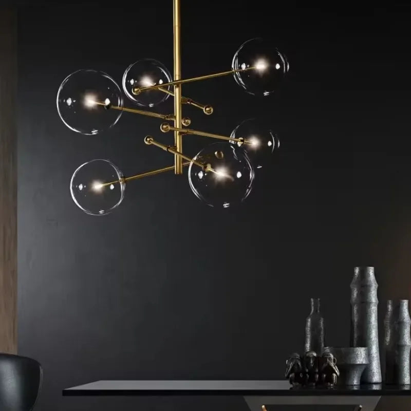 lustre à led en verre pour intérieur moderne décoratif