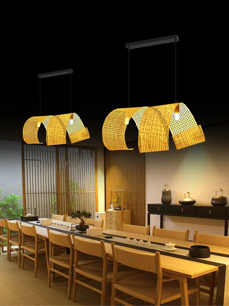 lustre en bambou style japonais pour décoration zen asiatique