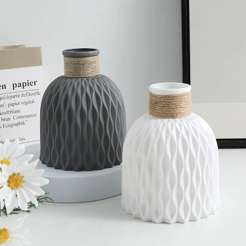 vase en plastique avec corde pour décoration florale à faire soi-même