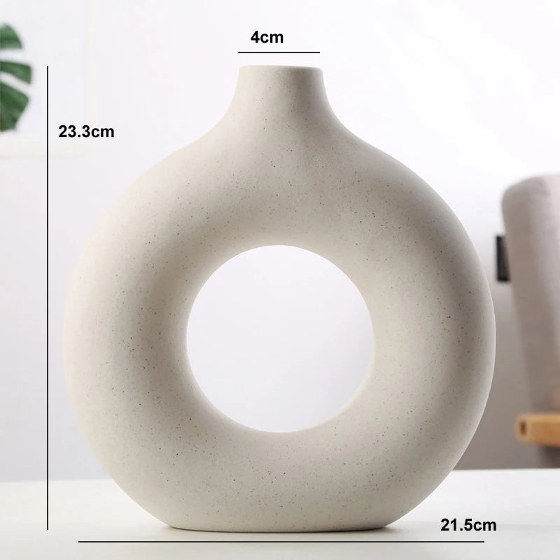 vase circulaire en céramique pour décoration intérieure et fleurs