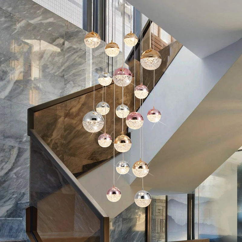 lustre long moderne minimaliste pour villa nordique acrylique sphérique