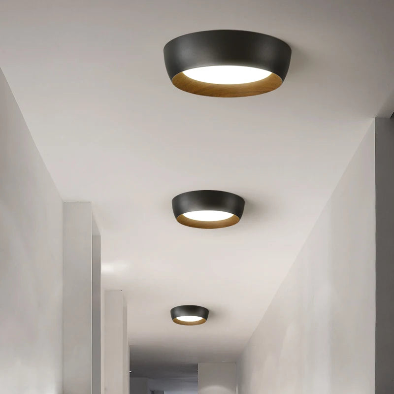 plafonnier led moderne réglable en fer et bois minimaliste italien