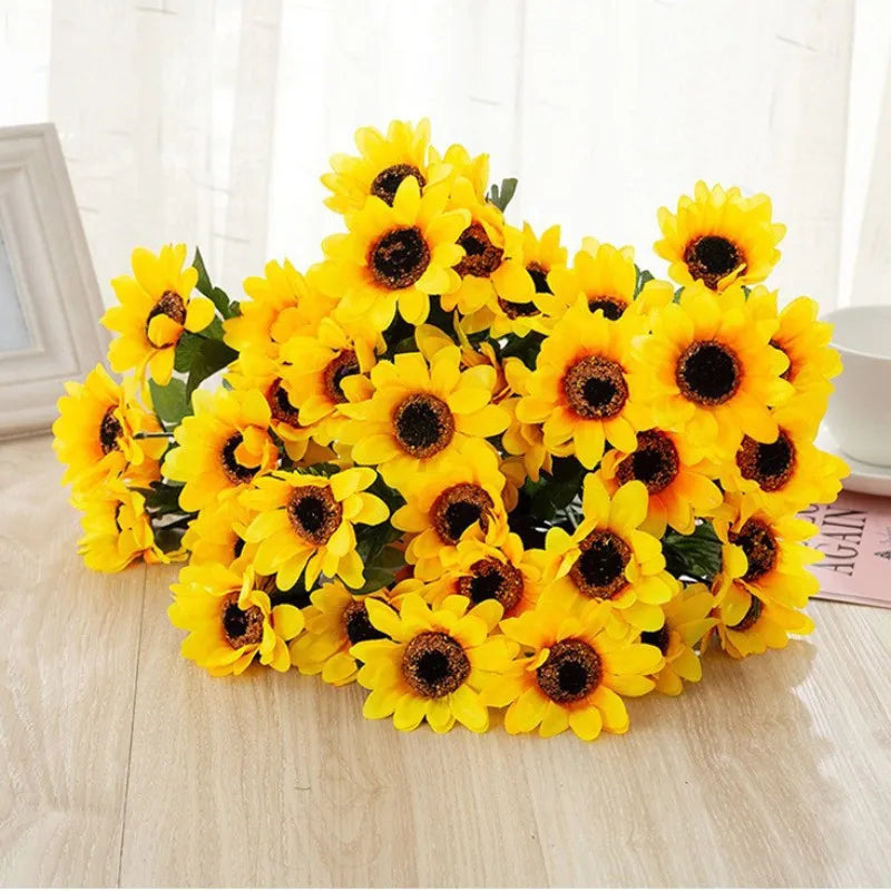 faux bouquet de tournesols artificiels pour décoration intérieure et extérieure