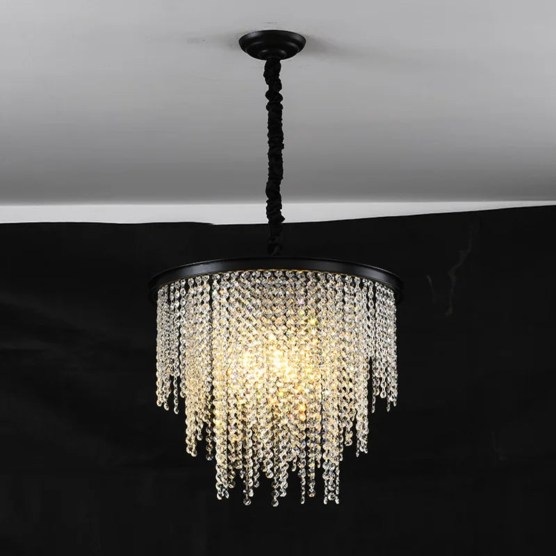 lustre moderne en cristal avec lumière suspendue élégante pour décoration intérieure