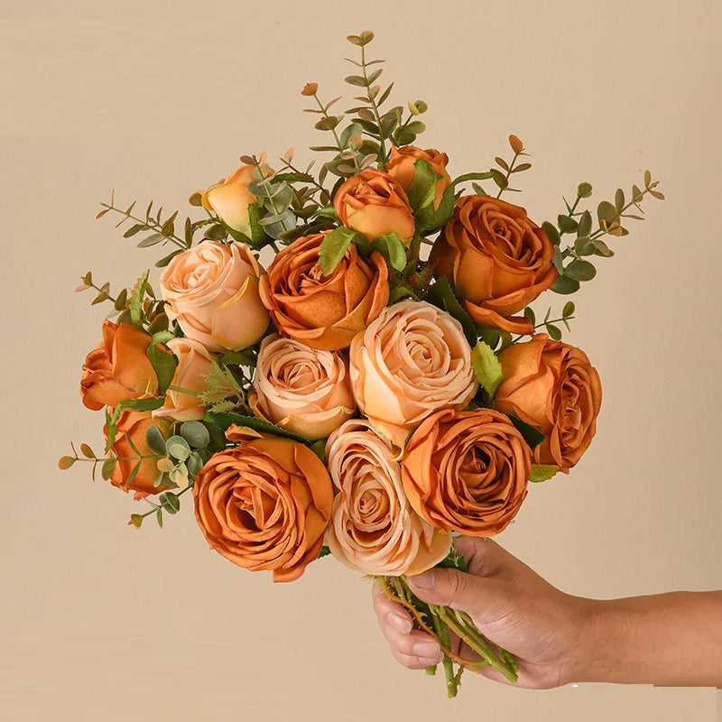 bouquet de roses artificielles en soie pour décoration intérieure mariage