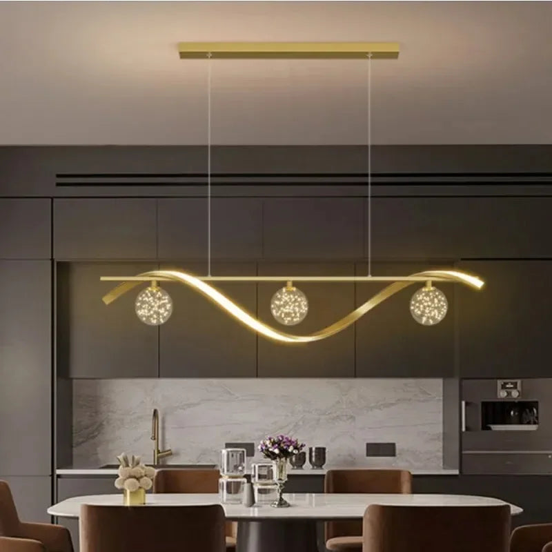 lustre led moderne minimaliste en verre pour restaurant