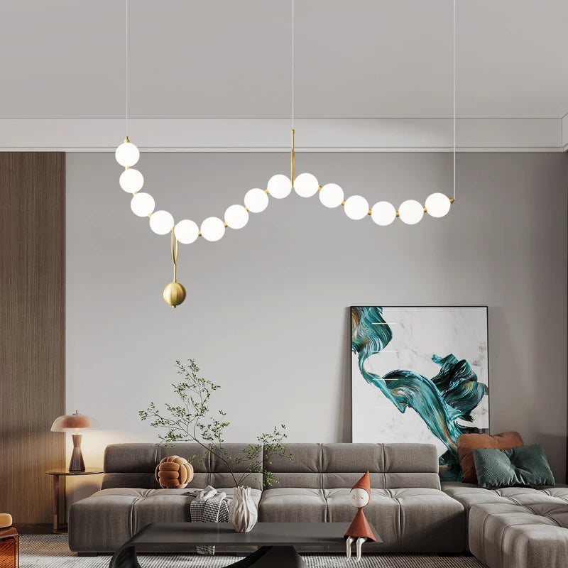 French Luxury Copper Pendant Lamps for Bedroom Living Room Kitchen Table Lighting Acrylic Round Bubble Ceiling Hanging Light