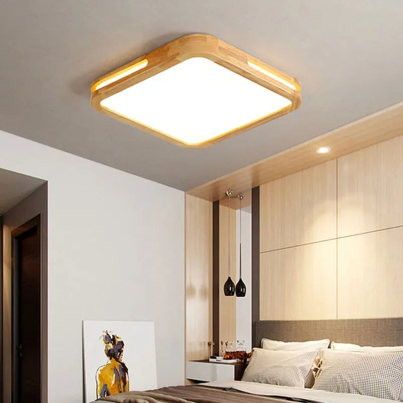 plafonnier led en bois design moderne pour intérieur élégant