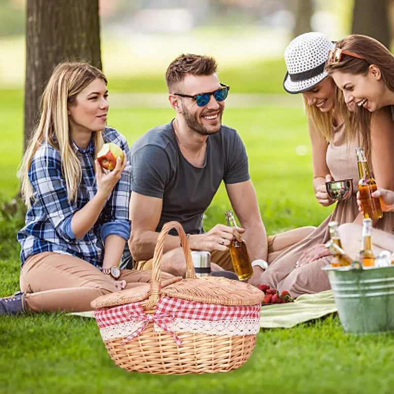 panier pique-nique en osier tressé pour camping grande capacité