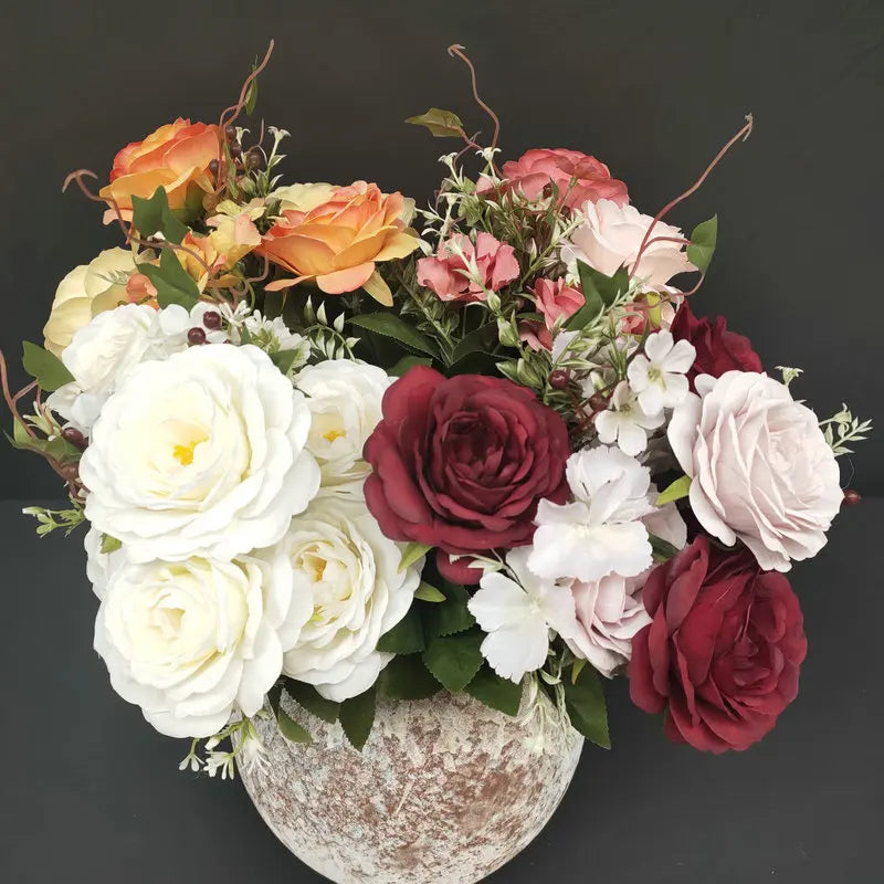 bouquet de roses en soie pour décoration de mariage et jardin