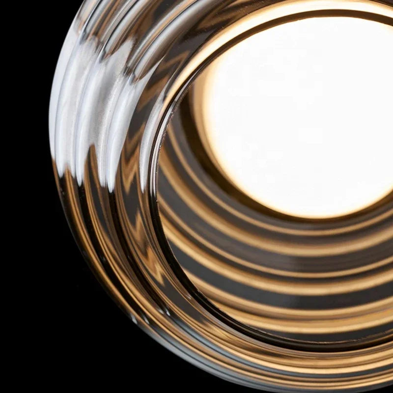 lustre en verre rayé à led style nordique moderne minimaliste