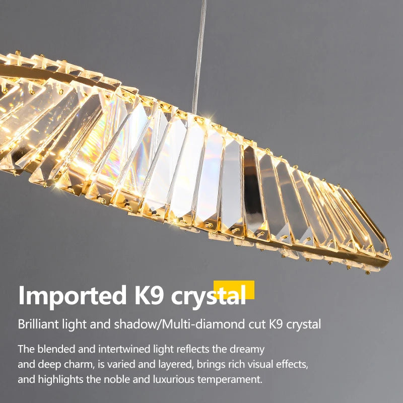 lustre en cristal doré design postmodernes avec éclairage led